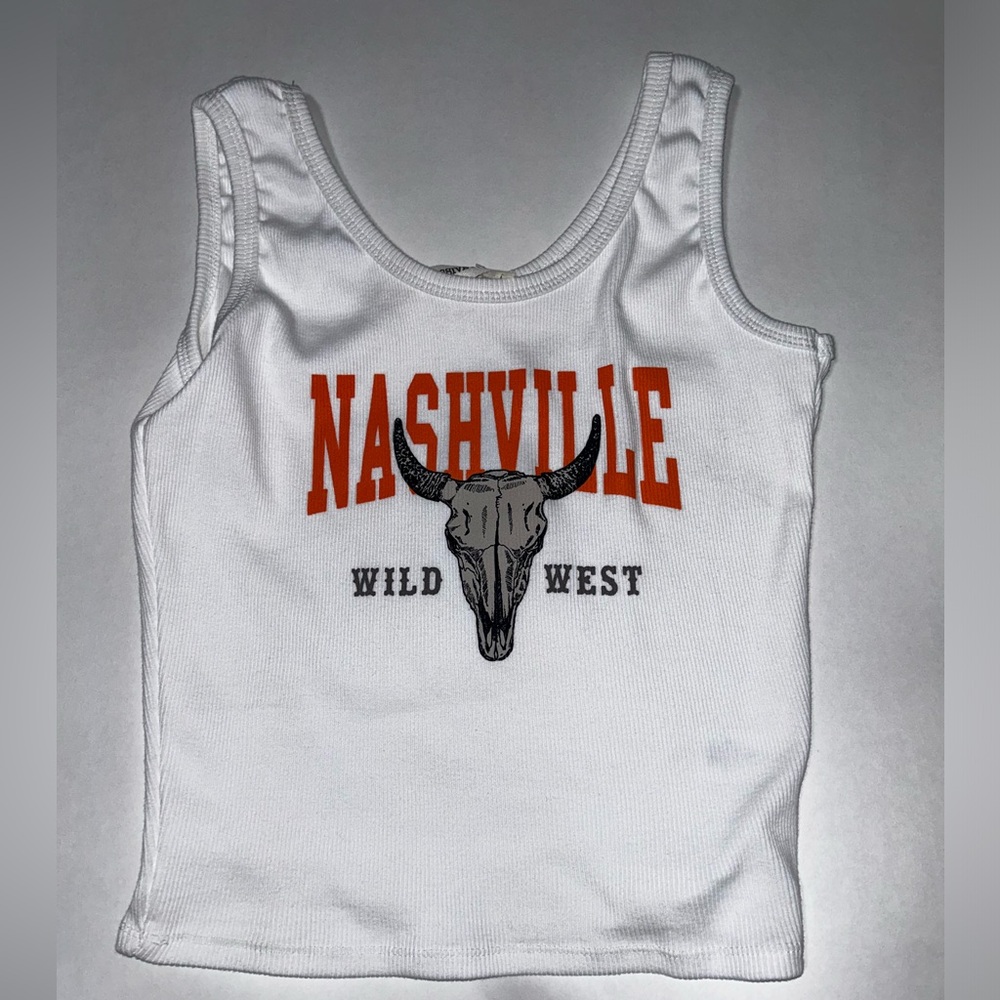 Large White Nashville Cropped Tank